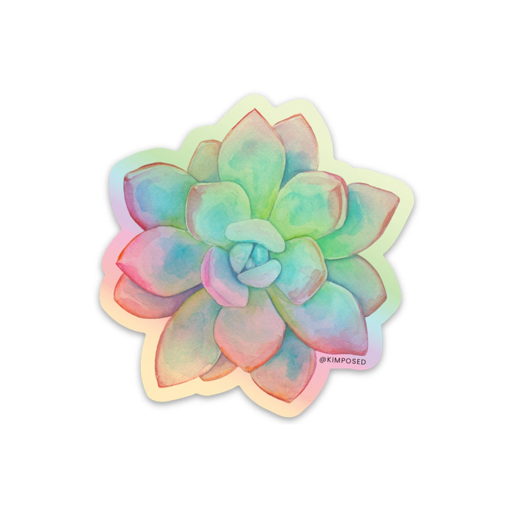 Holographic Pastel Succulent 3" Waterproof Vinyl Sticker for Water Bottles, Laptops, Phones & More **FREE USA SHIPPING**