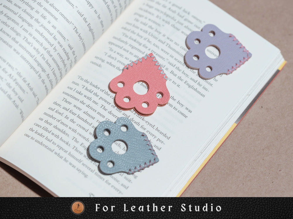 Pawse Leather Bookmark, Handcrafted from French chèvre leather, Perfect cute gifts for pet lovers & book lovers, Anniversary, Birthday