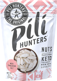 5 oz ($2.99/oz) Pili Hunters™ Sprouted Pili Nuts with PINK Himalayan Salt
