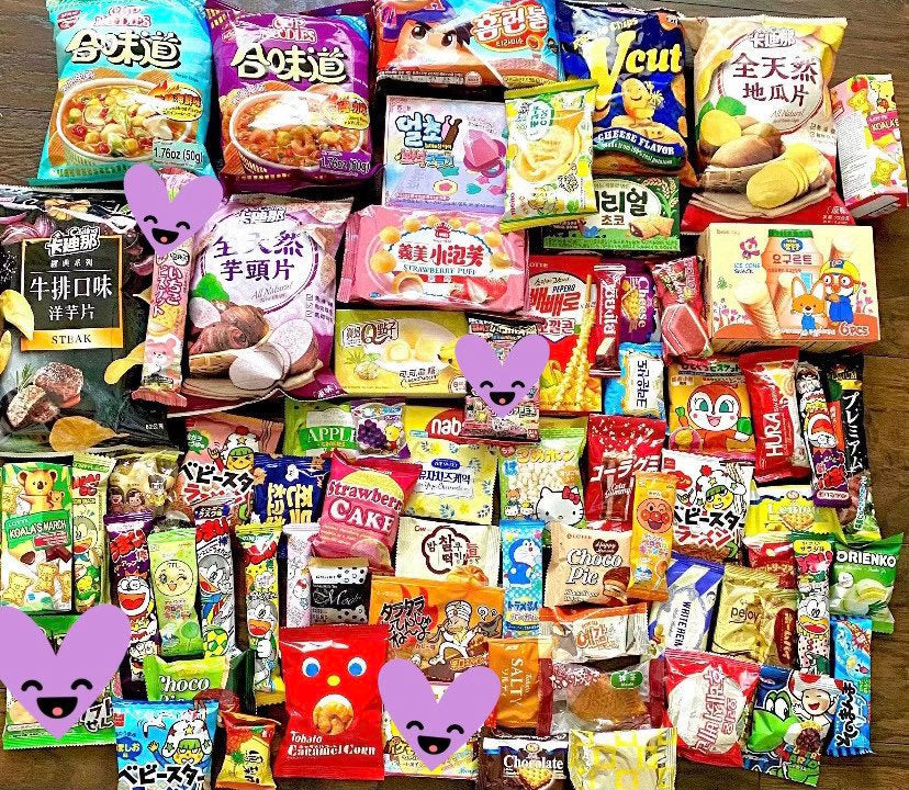 Asian Snacks Box 60pcs  Japanese Korean Chinese Asian snacks