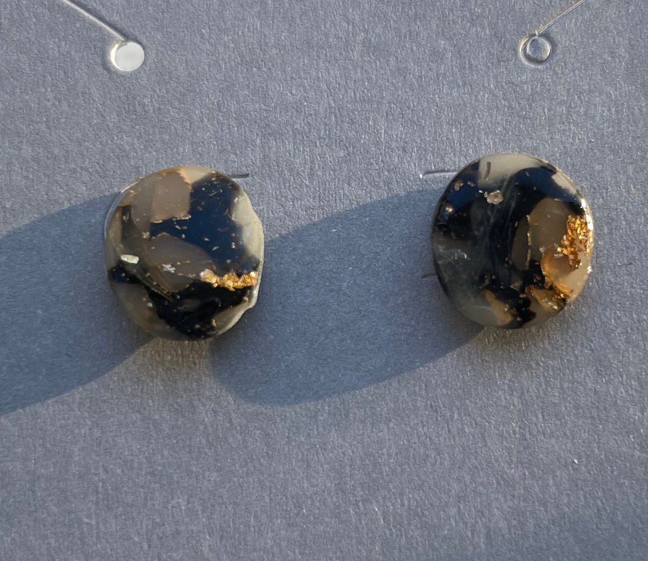 Black and Gold Marble Earrings