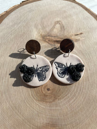 Wood Butterly Dangle Earrings