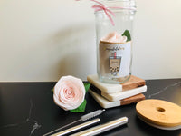 Foiled card + 22oz jar + rose flower 3” x 3” Boba Bridal, Wedding Announcement Cards, “I Can’t Par Tea At My Wedding Without You”