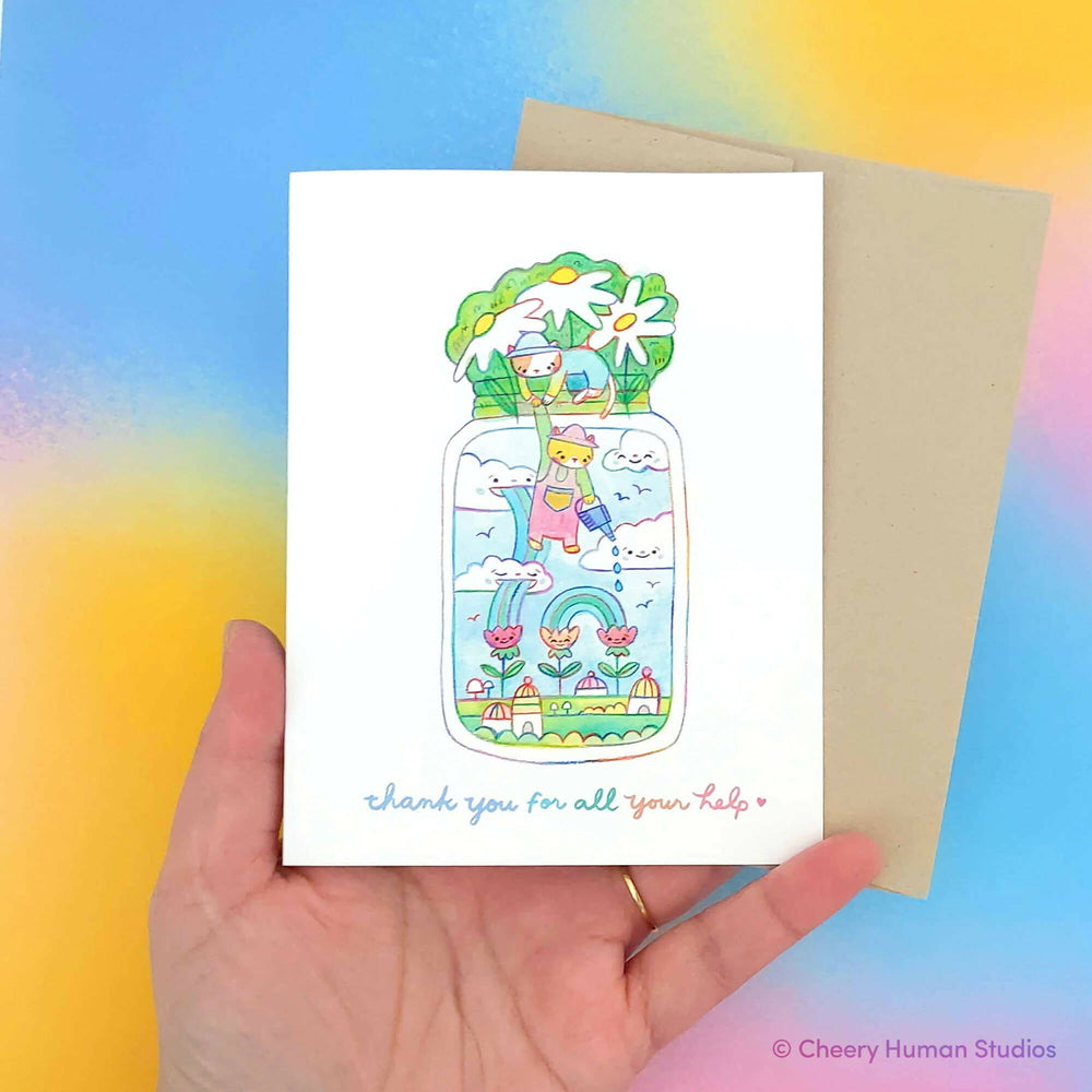 Thank You for All Your Help | Tiny Worlds + Cats Greeting Card