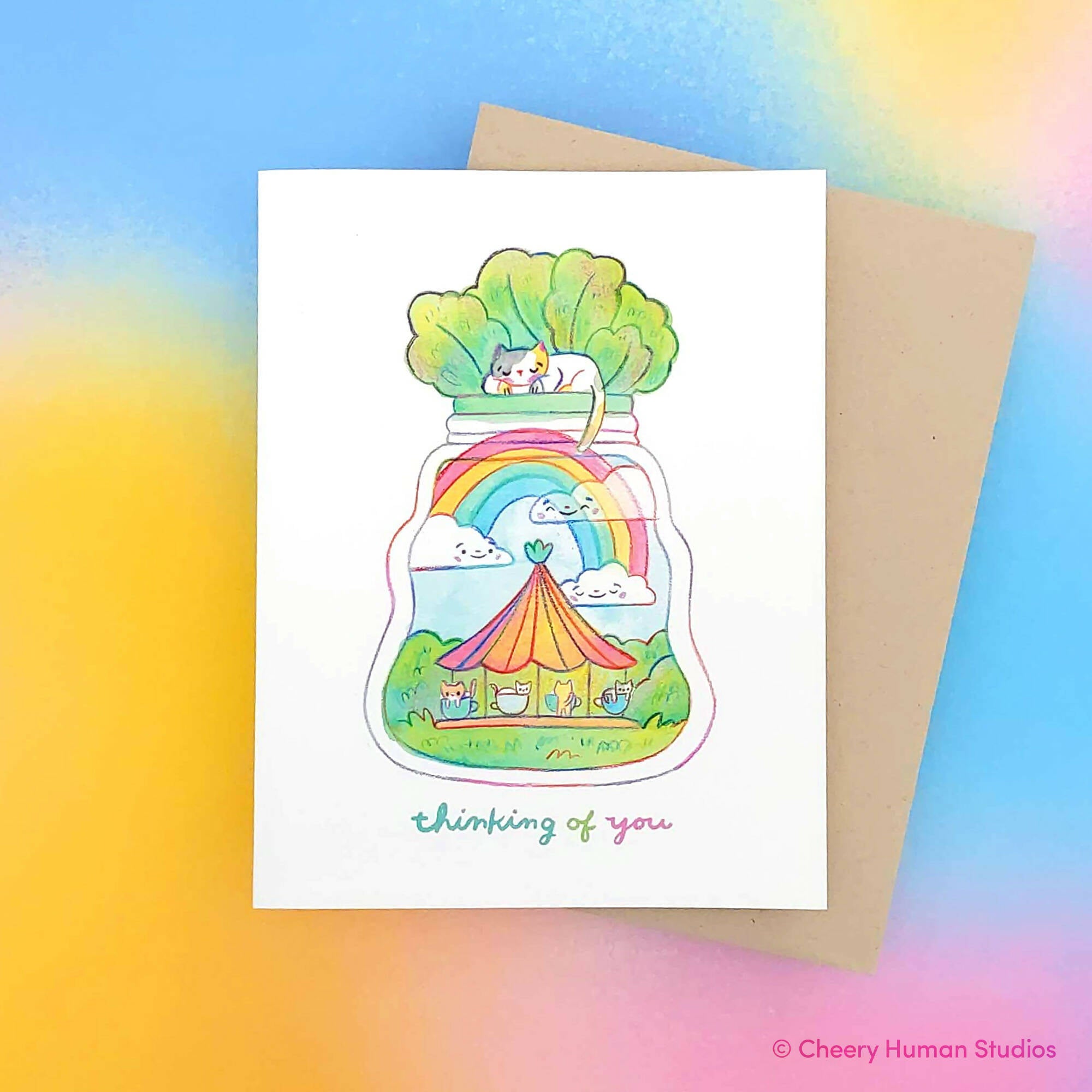 Thinking of You | Tiny Worlds + Cats Greeting Card