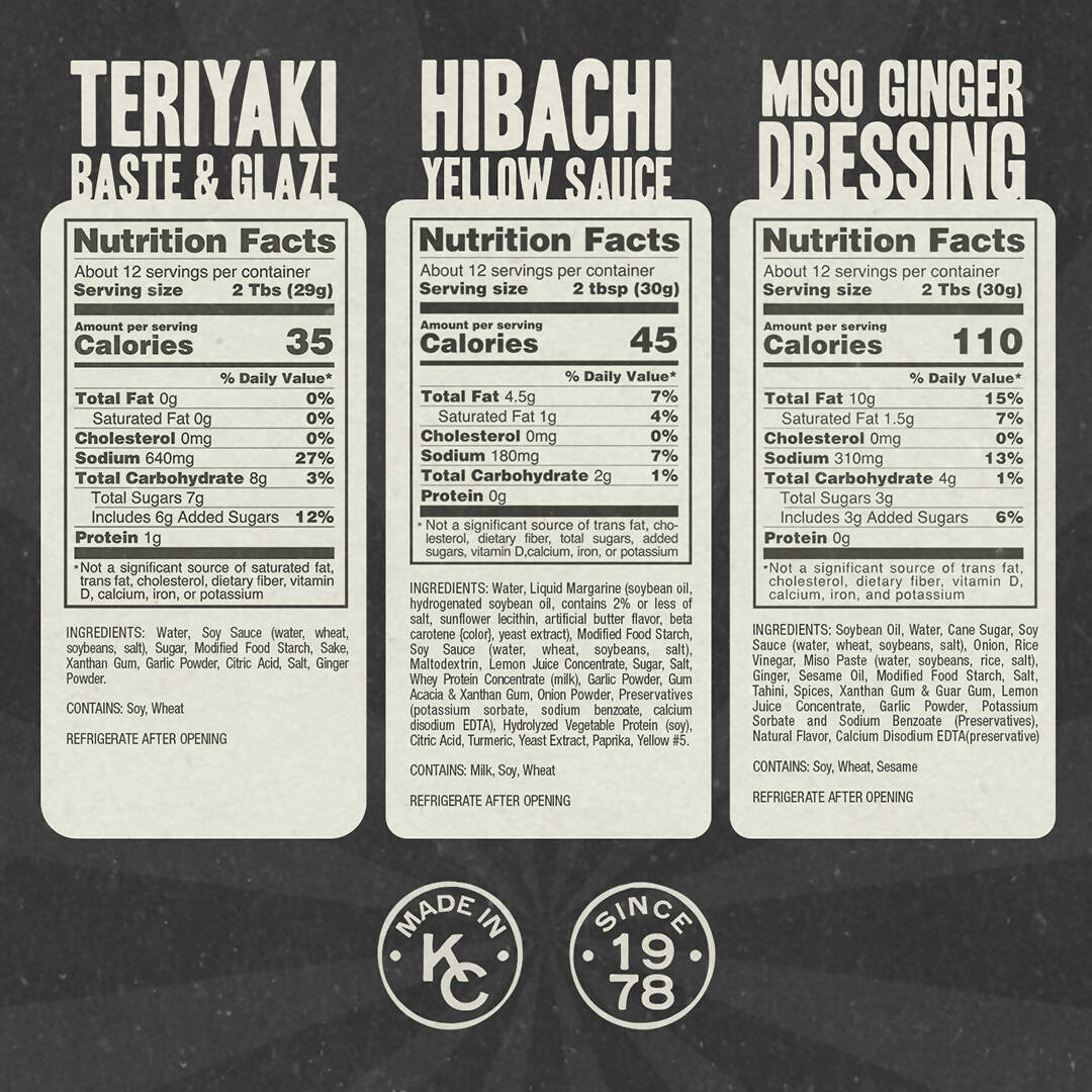 Hibachi Variety Gift Set (Yellow Sauce, Teriyaki & Miso Ginger Dressing)