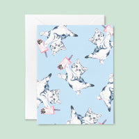 Boba Tea Cat Pattern Card - Blue