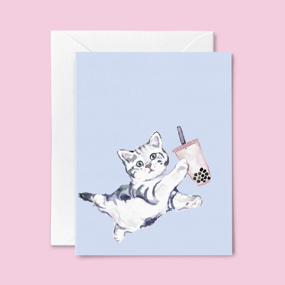 Bubble Tea Cat Card