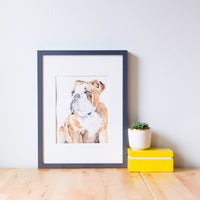 Custom Watercolor Bulldog Pet Portrait
