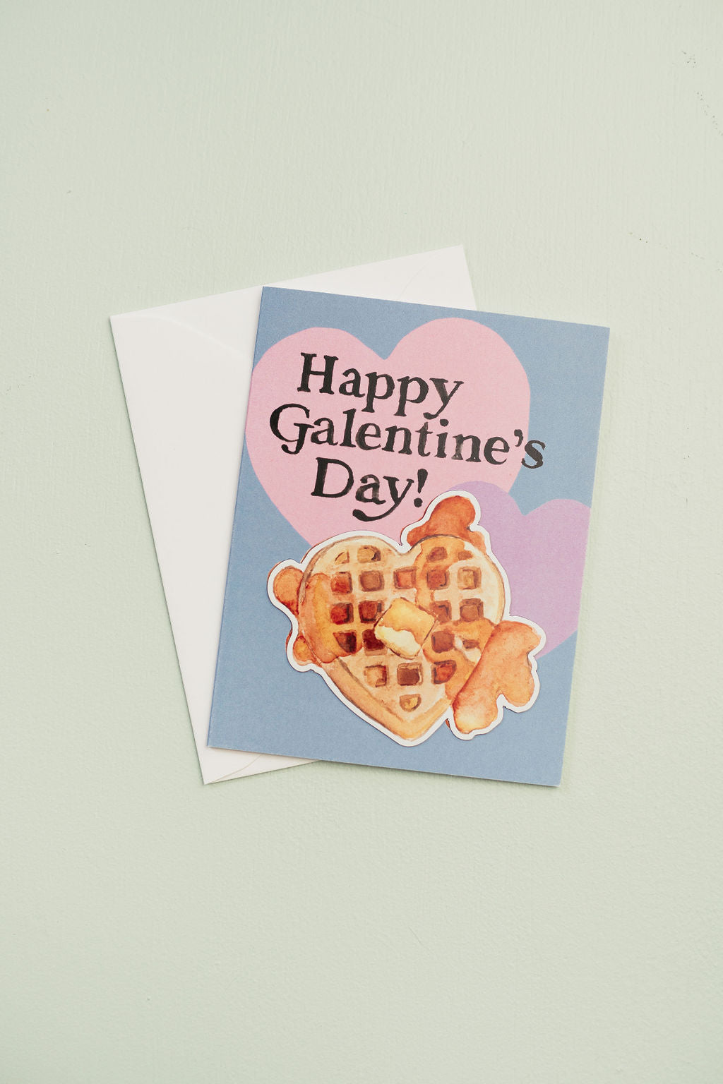 Happy Galentine's Day Waffles Greeting Card with Magnet