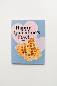 Happy Galentine's Day Waffles Greeting Card with Magnet