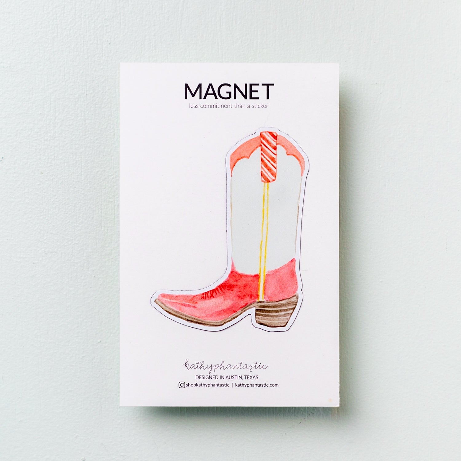 Holiday Cowboy Boot Magnet - Peppermint