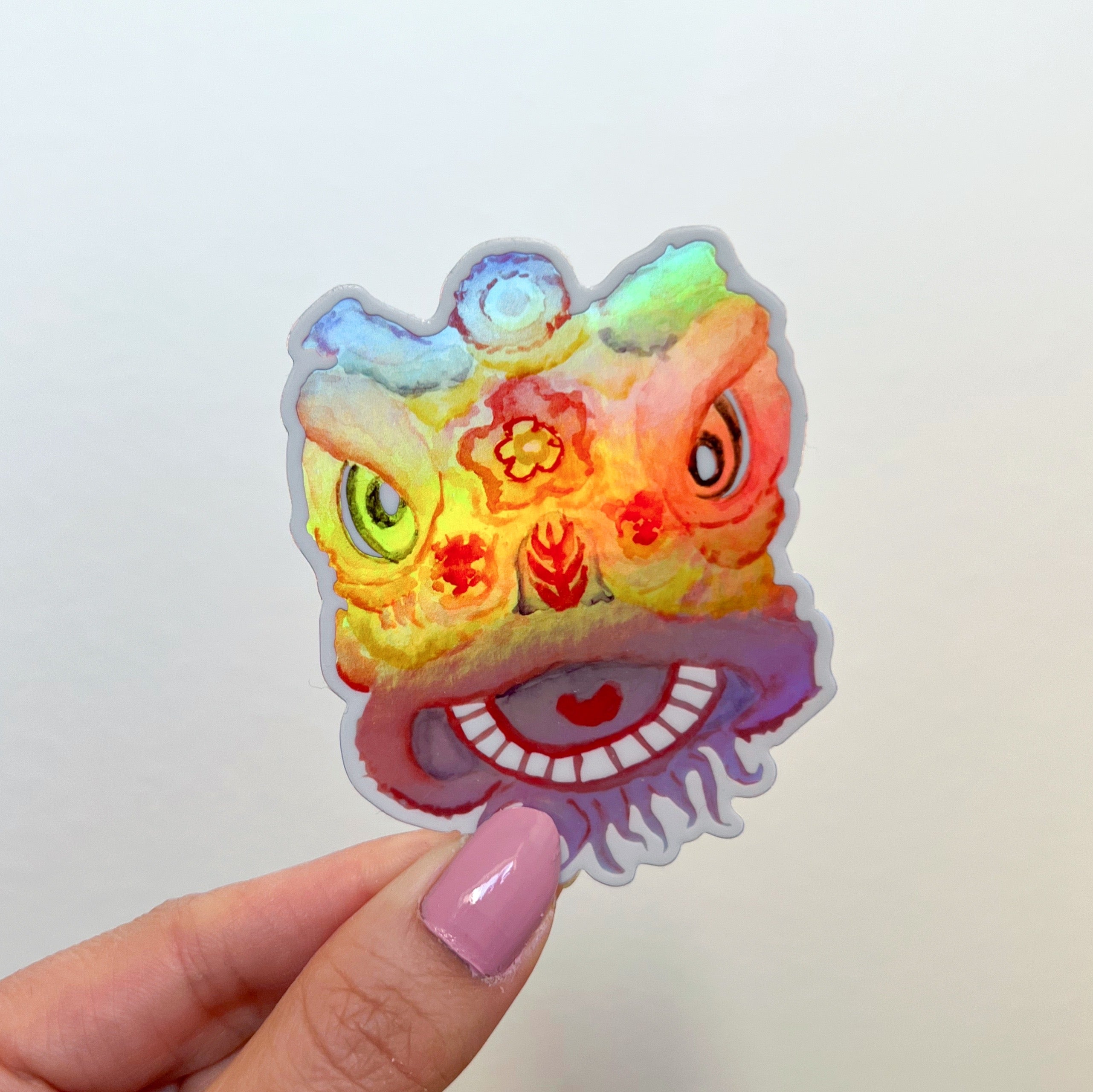Holographic Lion Dance Lunar Woman Owned Year Sticker