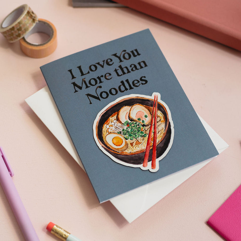 I Love You More than Noodles Greeting Card with Magnet
