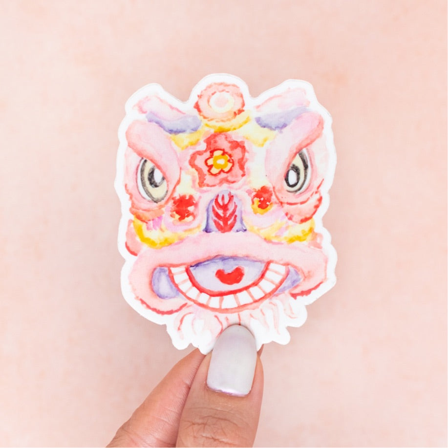 Lion Dance Lunar Woman Owned Year Sticker