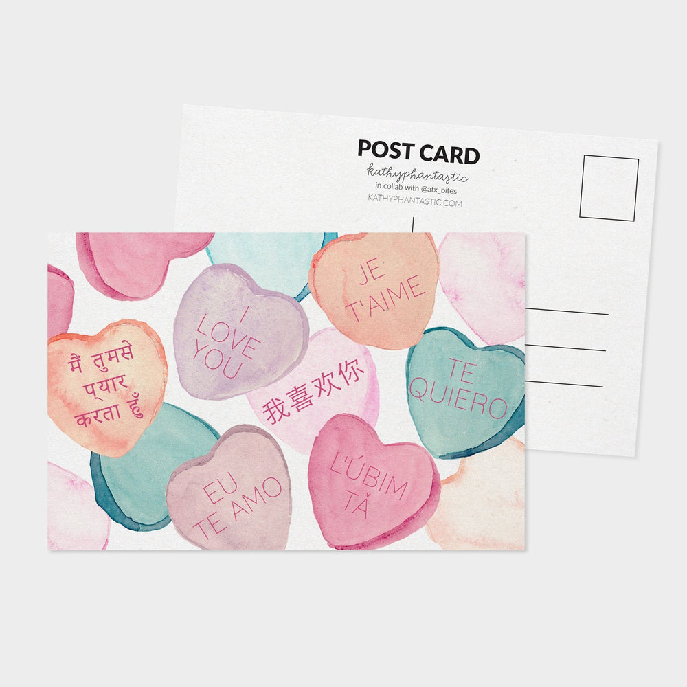 No stamp Conversation Hearts Post Card