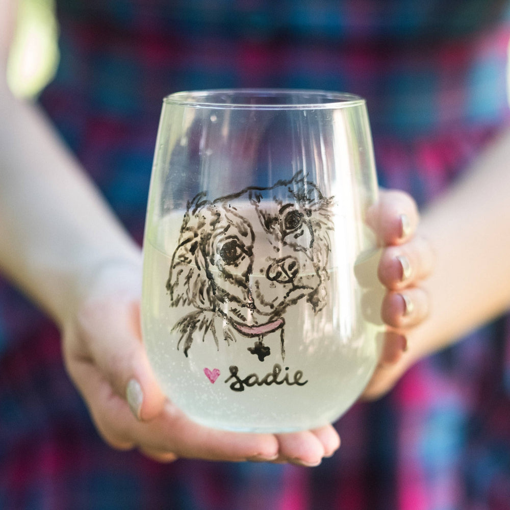 Custom Pet Portrait Wine Glass