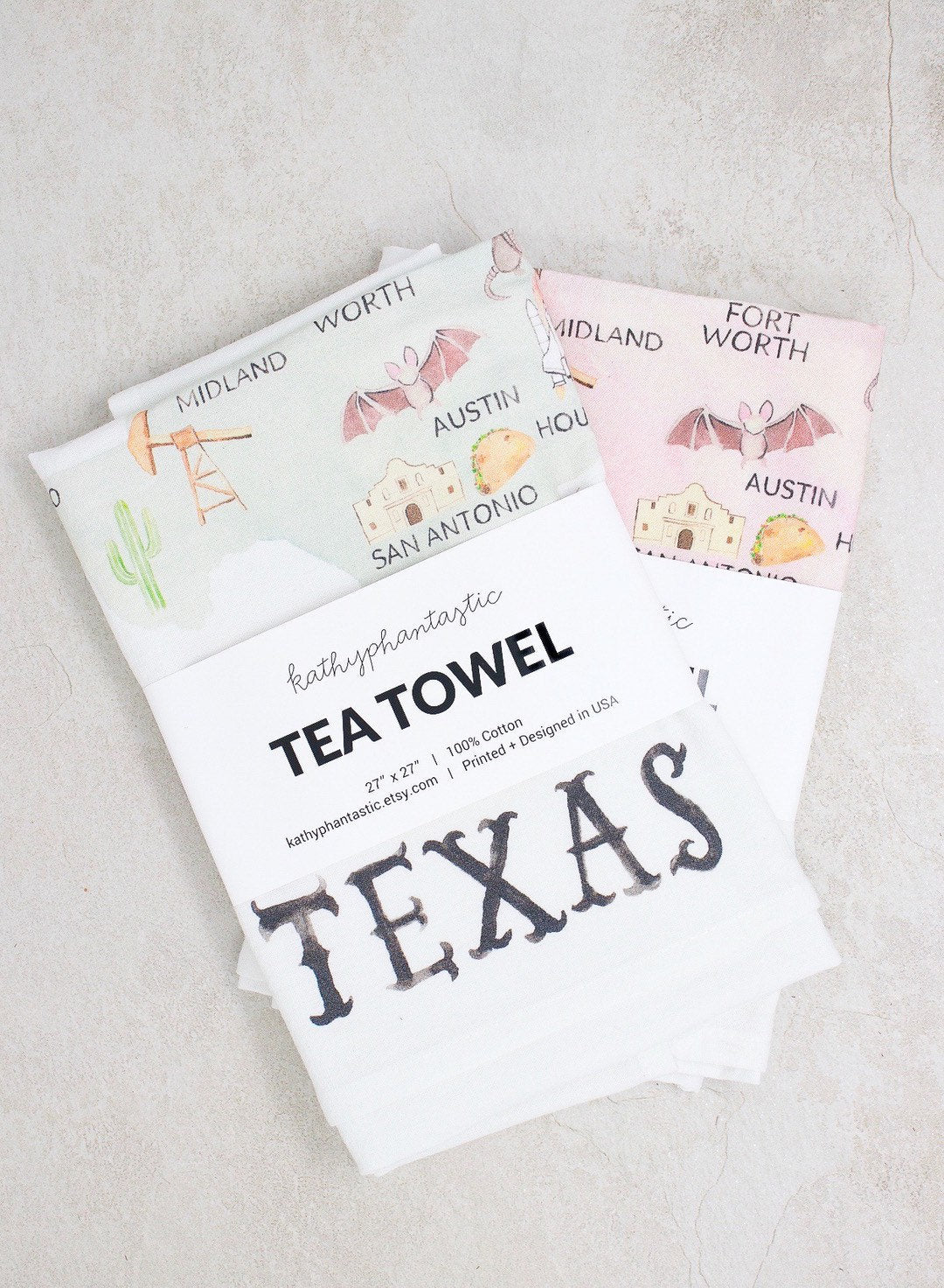 Texas Map Tea Towel - Blue