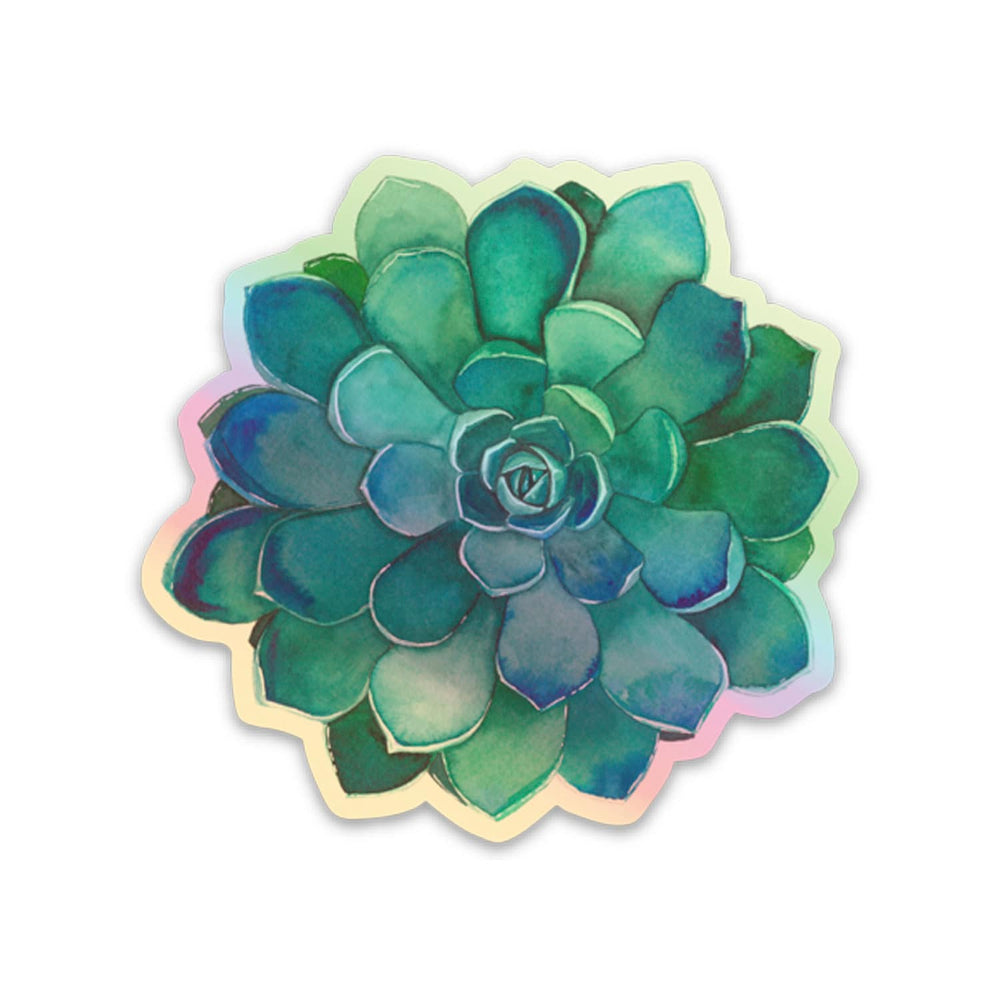 Holographic Teal Succulent 3" Waterproof Vinyl Sticker for Water Bottles, Laptops, Phones & More **FREE USA SHIPPING**