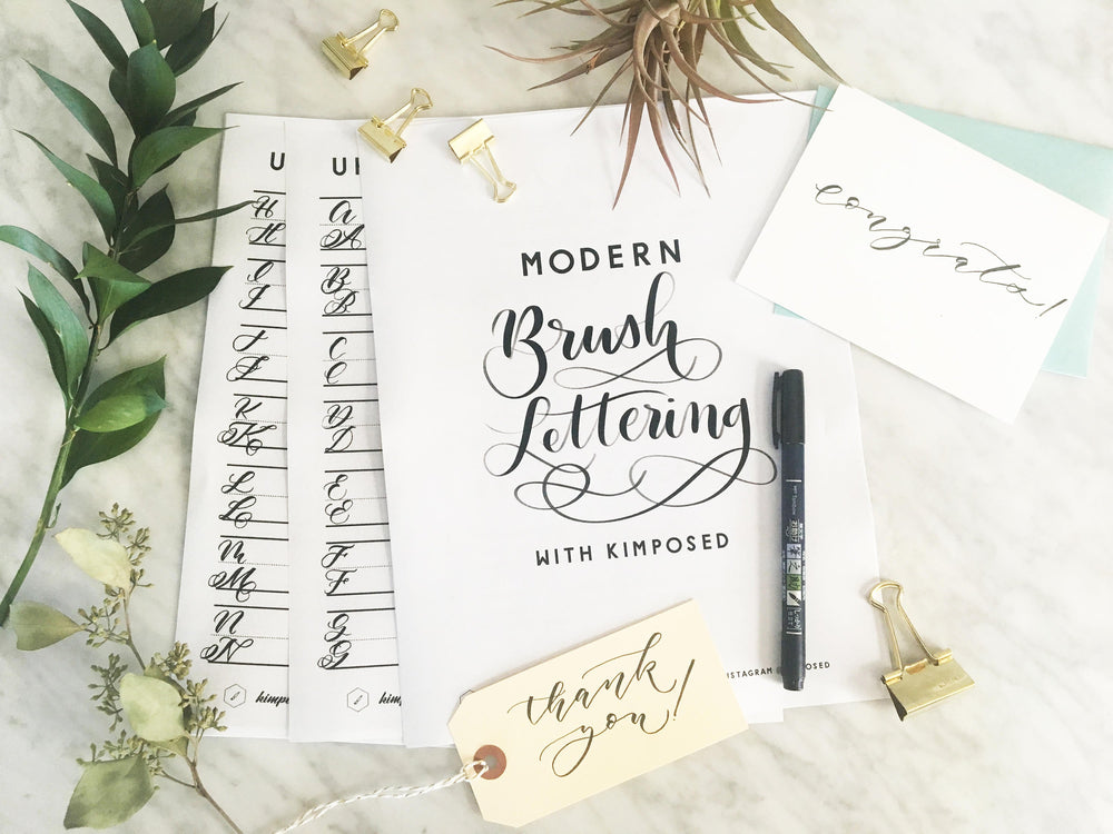 Learn How to Brush Letter Modern Brush Calligraphy Workbook - *DIGITAL DOWNLOAD*