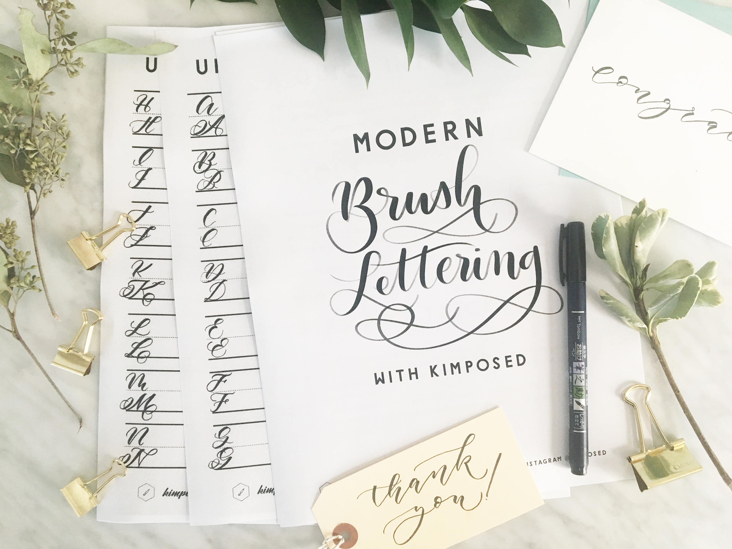 Learn How to Brush Letter Modern Brush Calligraphy Workbook - *DIGITAL