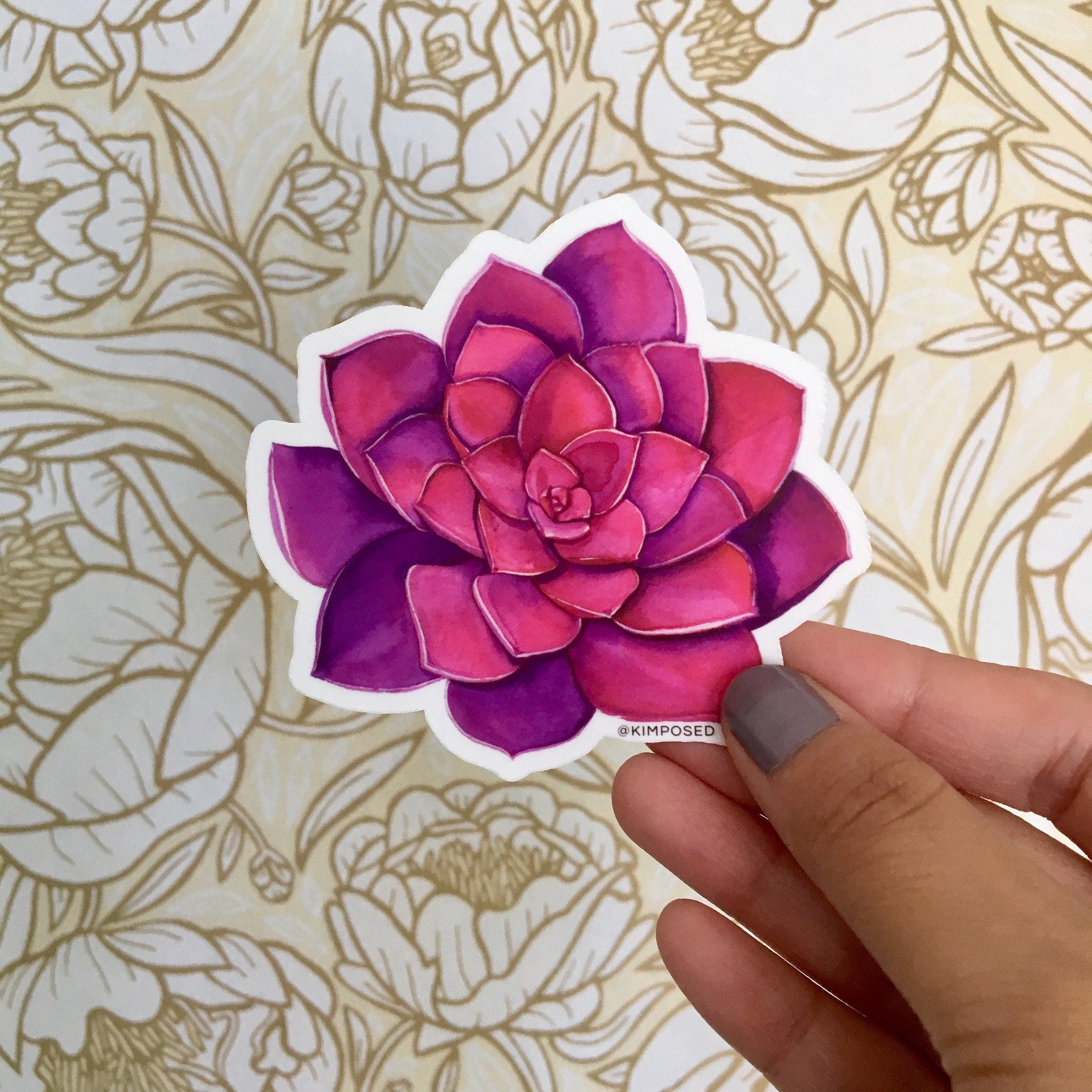 Pink and Purple Succulent 3" Waterproof Vinyl Sticker for Water Bottles, Laptops, Phones & More **FREE USA SHIPPING**