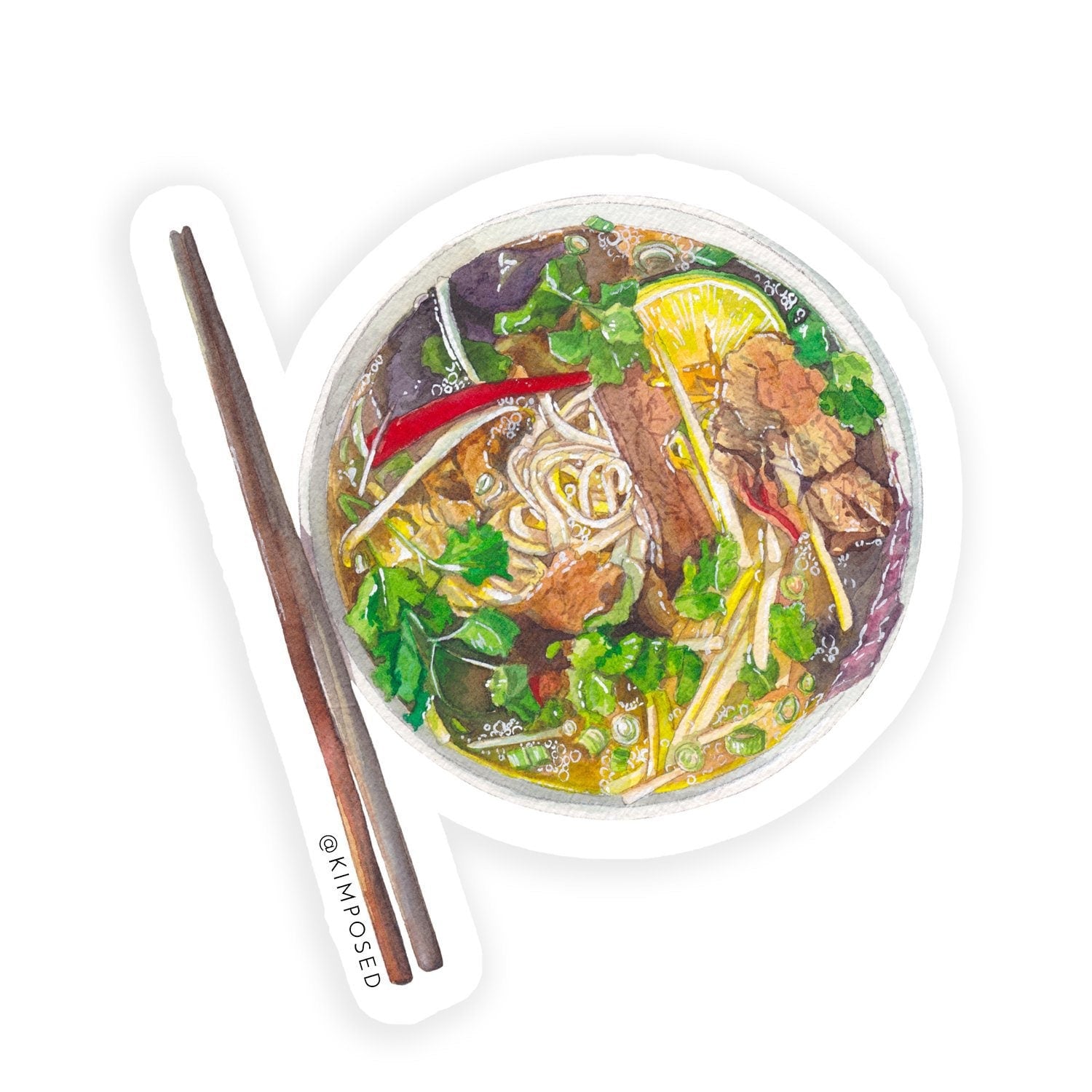 Vietnamese Pho Noodle Soup Bowl 3" Waterproof Vinyl Sticker for Water Bottles, Laptops, Phones & More **FREE USA SHIPPING**