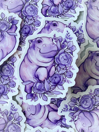 Watercolor Purple Hippo 3" Waterproof Vinyl Sticker