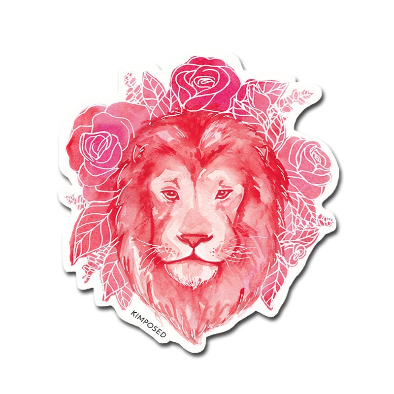 Watercolor Red Lion 3" Waterproof Vinyl Sticker for Water Bottles, Laptops, Phones & More **FREE USA SHIPPING**