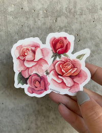 Watercolor Roses 3" Waterproof Vinyl Sticker for Water Bottles, Laptops, Phones & More **FREE USA SHIPPING**