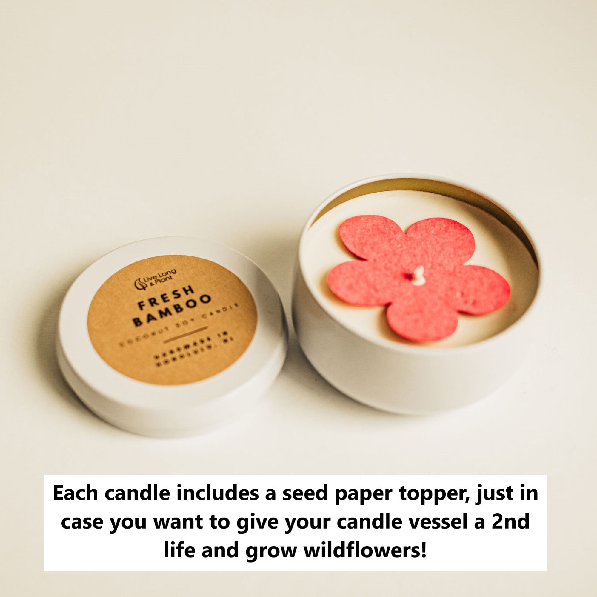 Handmade Scented Soy Candle, 6 oz., Includes Seed Paper to Grow Wildflowers