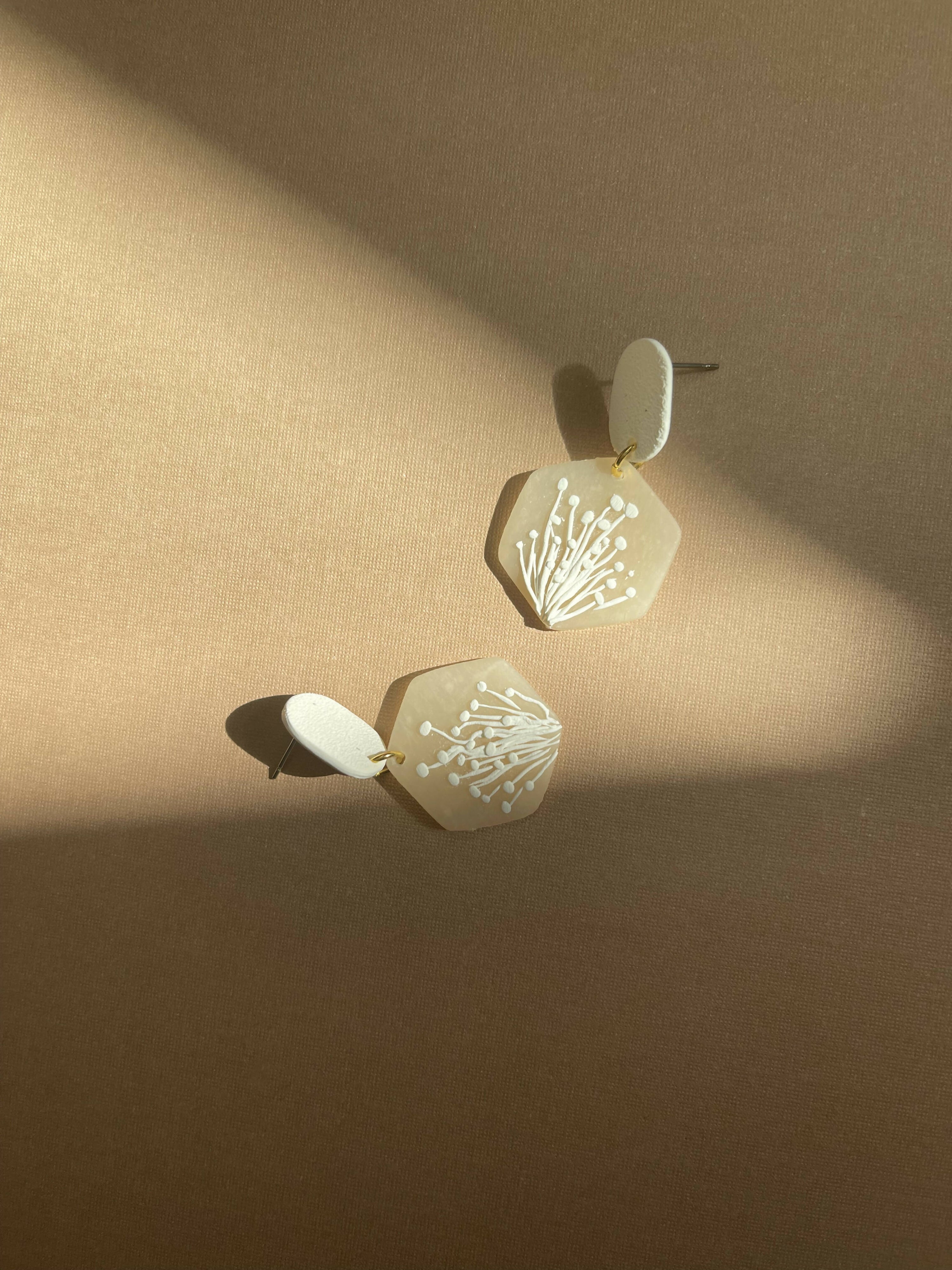 Enoki Mushroom Dangle Earrings