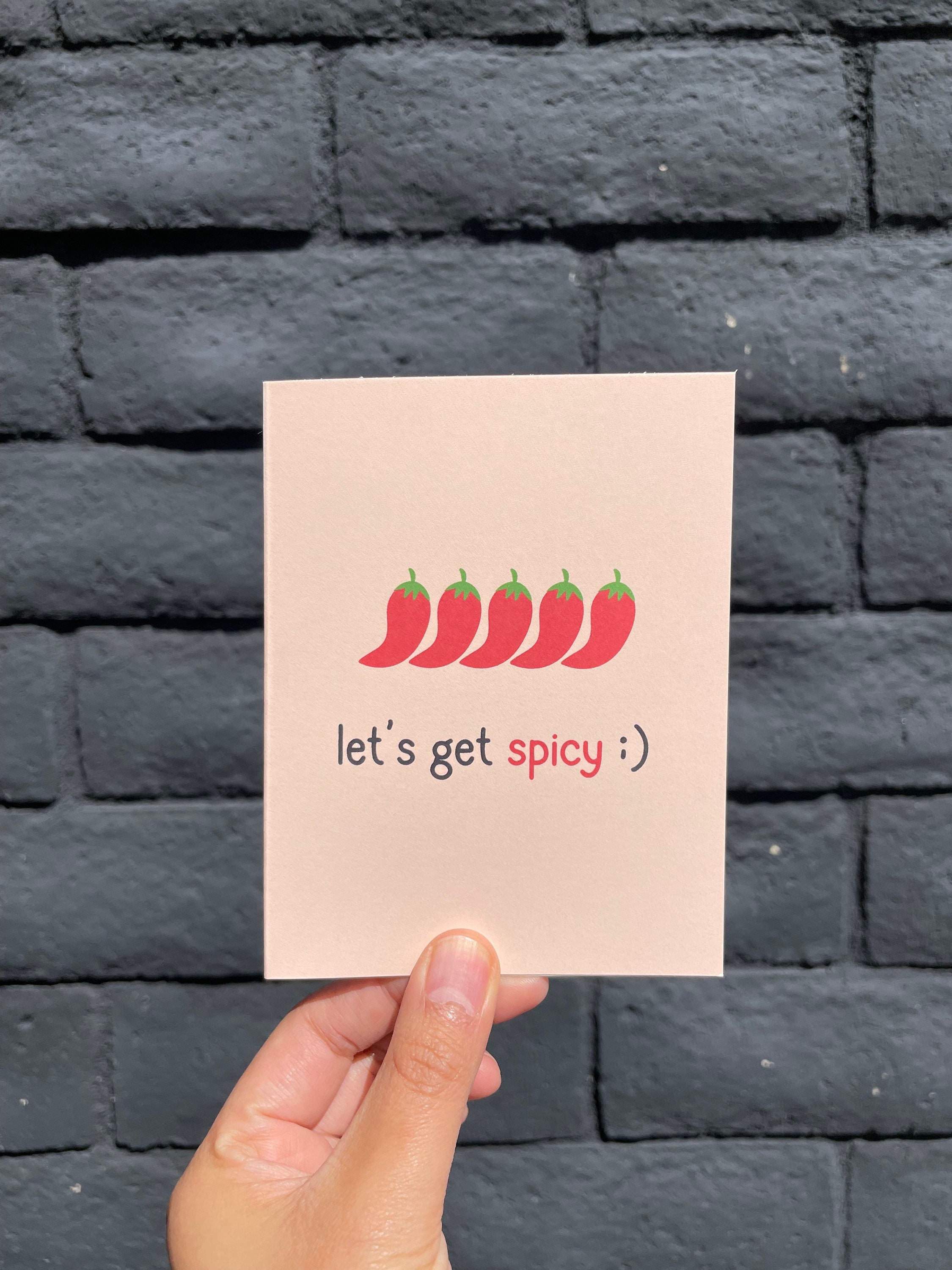 Let's Get Spicy Bookish Greeting Card for Romance Book Lovers with Envelope