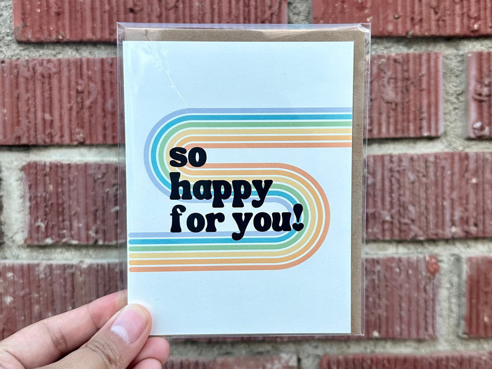 So Happy for You Congratulations or Thinking of You Handmade Greeting Card with Envelope