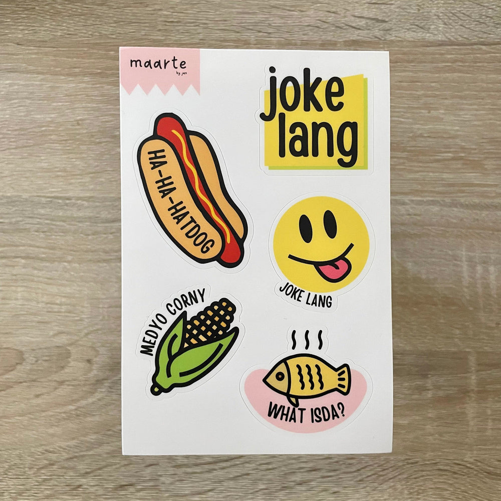 JOKE LANG | Filipino Funny Stickers Water Resistant Vinyl Stickers for Laptop, Hydroflask | Tagalog Puns