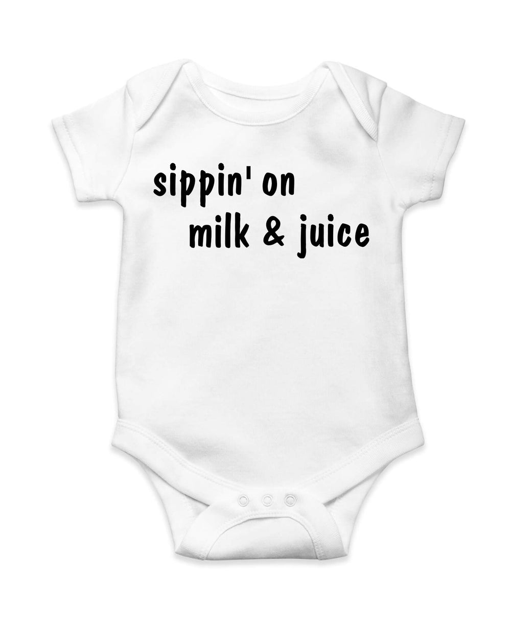 Sippin On Milk And Juice Baby Onesie