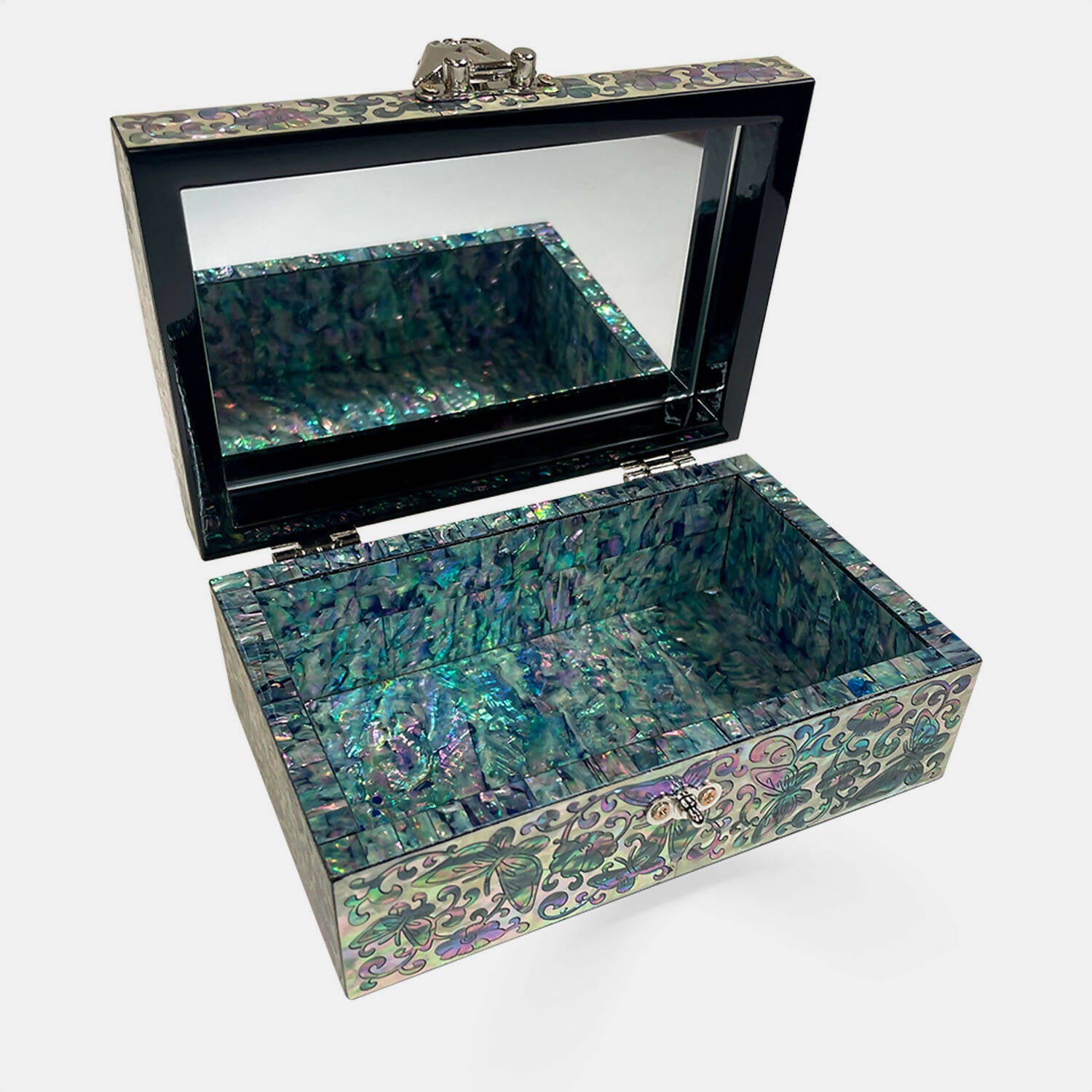 Iridescent Butterfly Mirrored Jewelry Chest