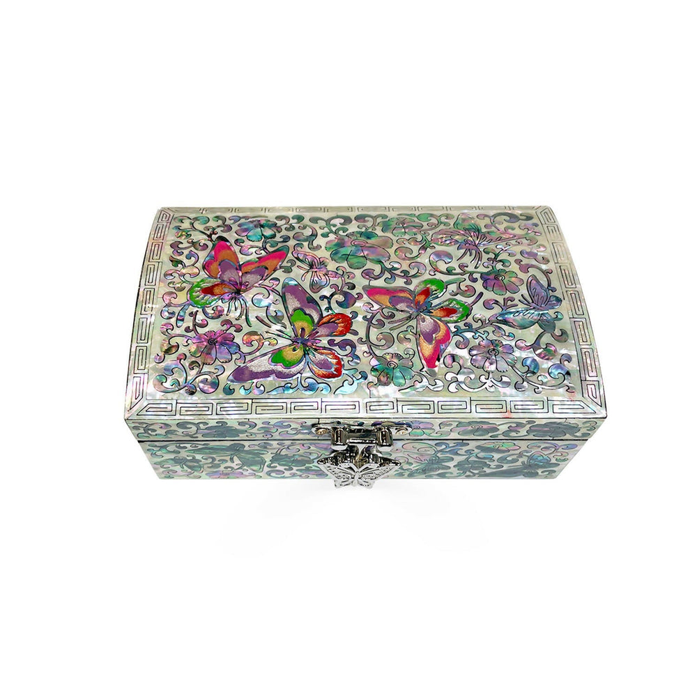 Iridescent Butterfly Mirrored Jewelry Chest
