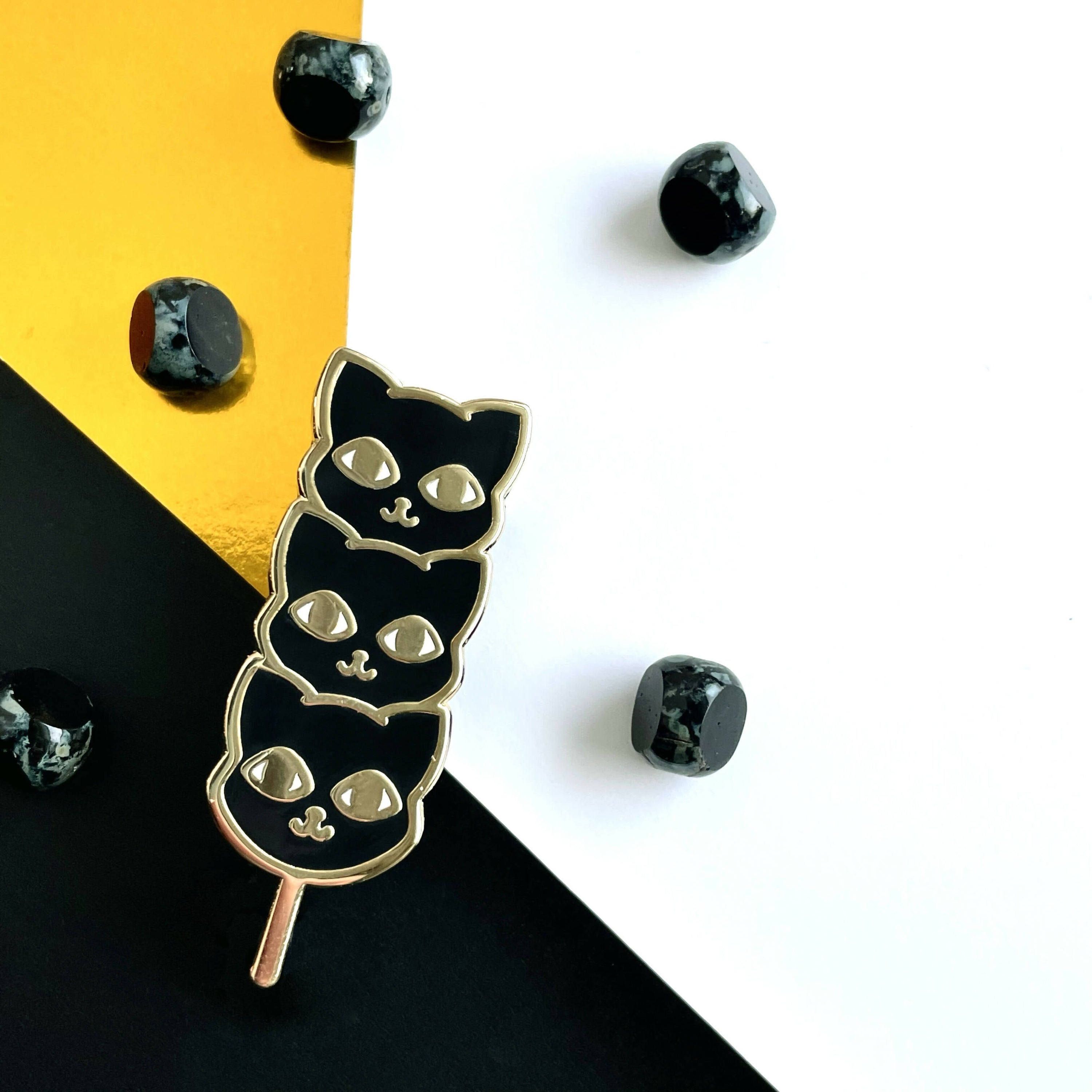 Pin Black Kitty Cat Dango Mochi • Enamel Pin