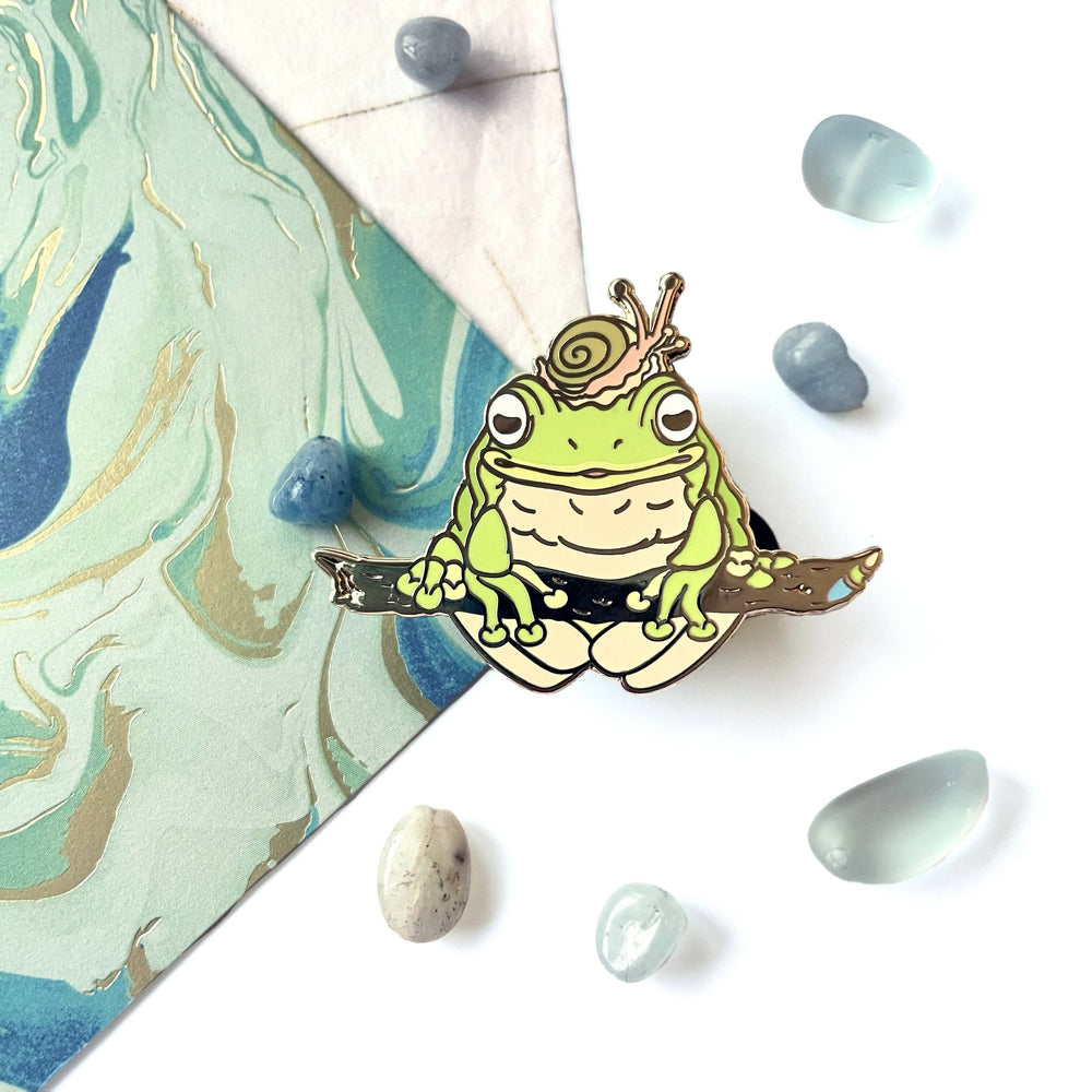 Pin Frog & Snail Kawaii Ukiyo E • Enamel Pin