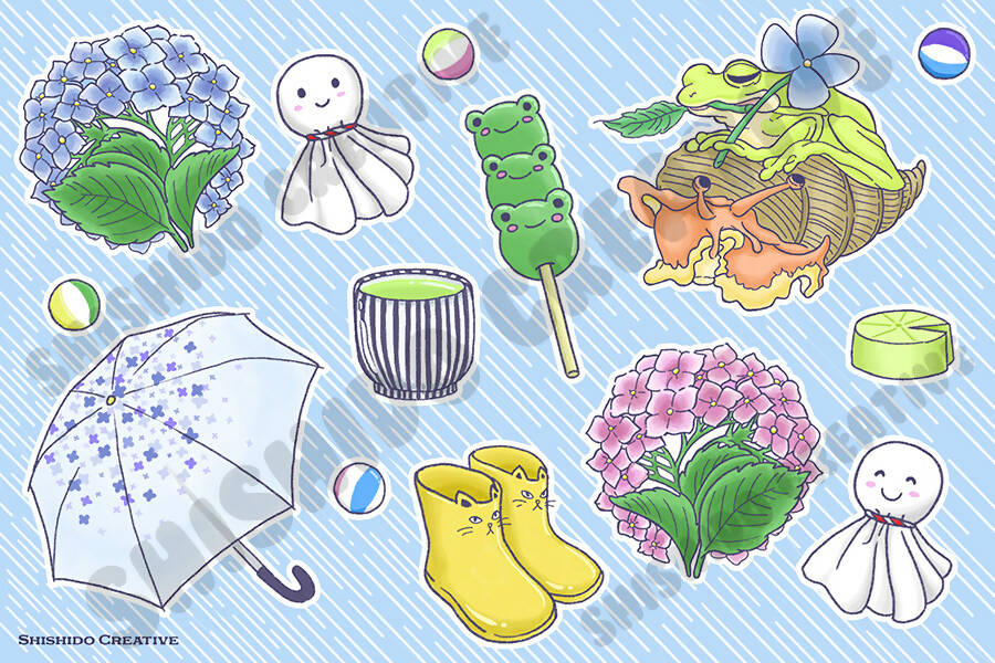 Rainy Season Hydrangeas Sticker Sheet • 4x6" Planner Stickers