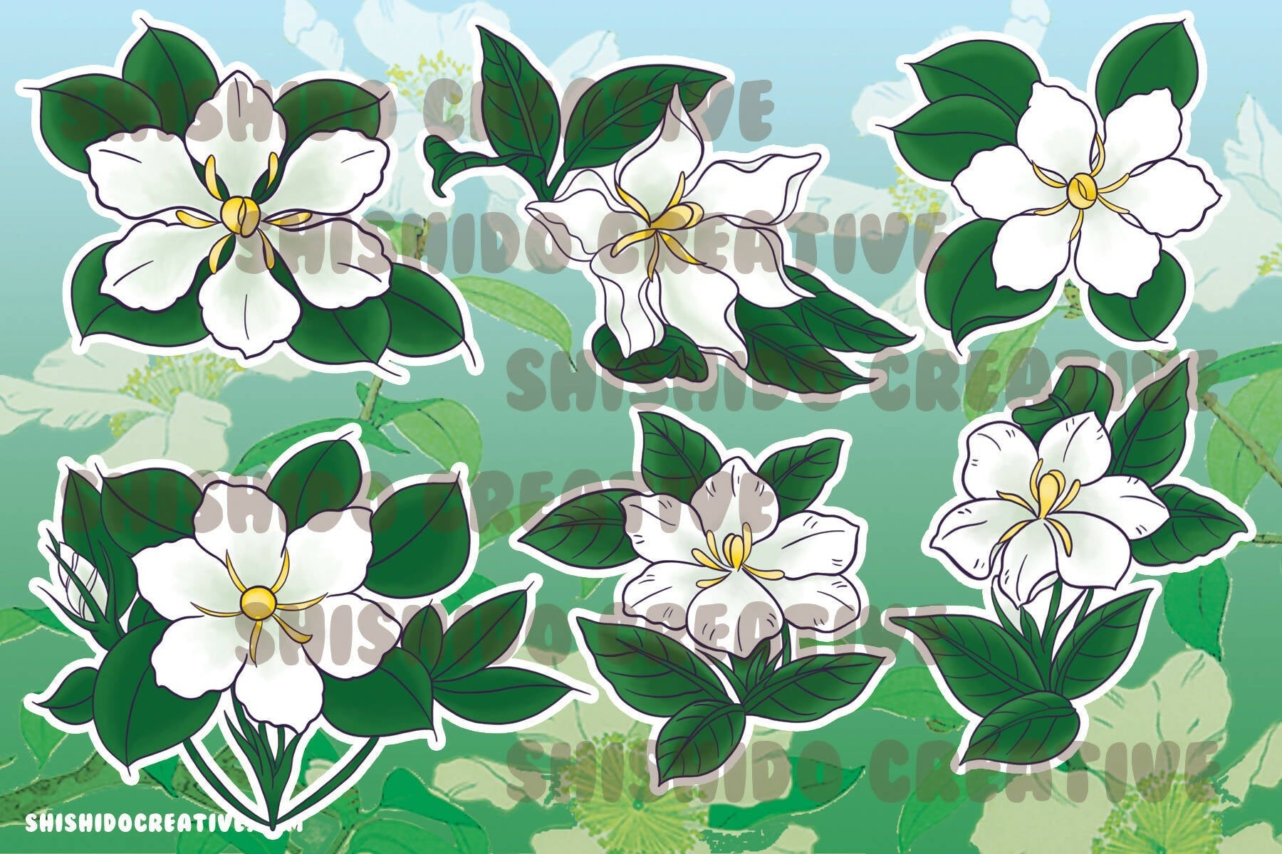 Sampaguita Jasmine Gardenia Florals Sticker Sheet • 4x6" Planner Stickers