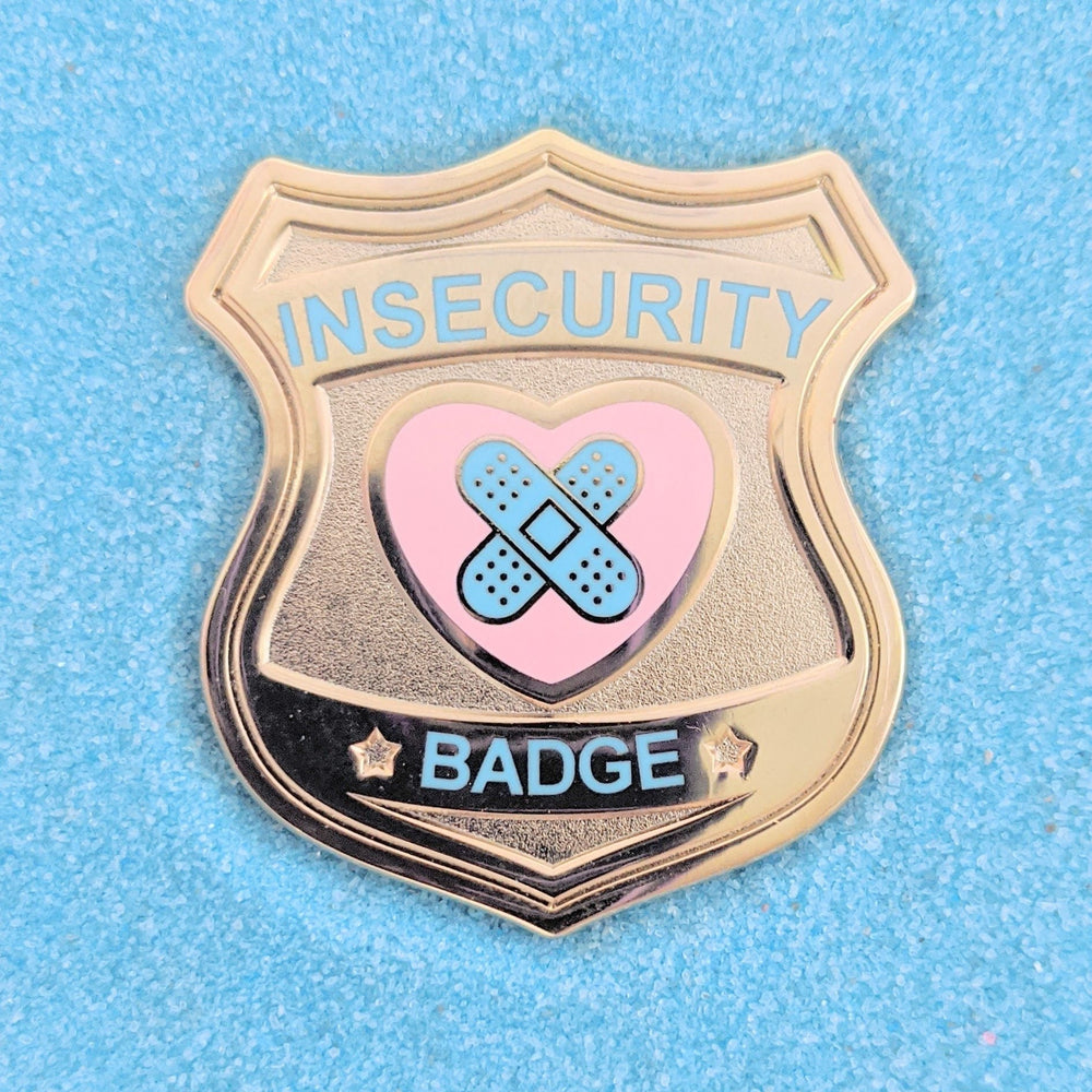 Insecurity Badge Gold - 1.5" Enamel Pin Lapel Metal Badge