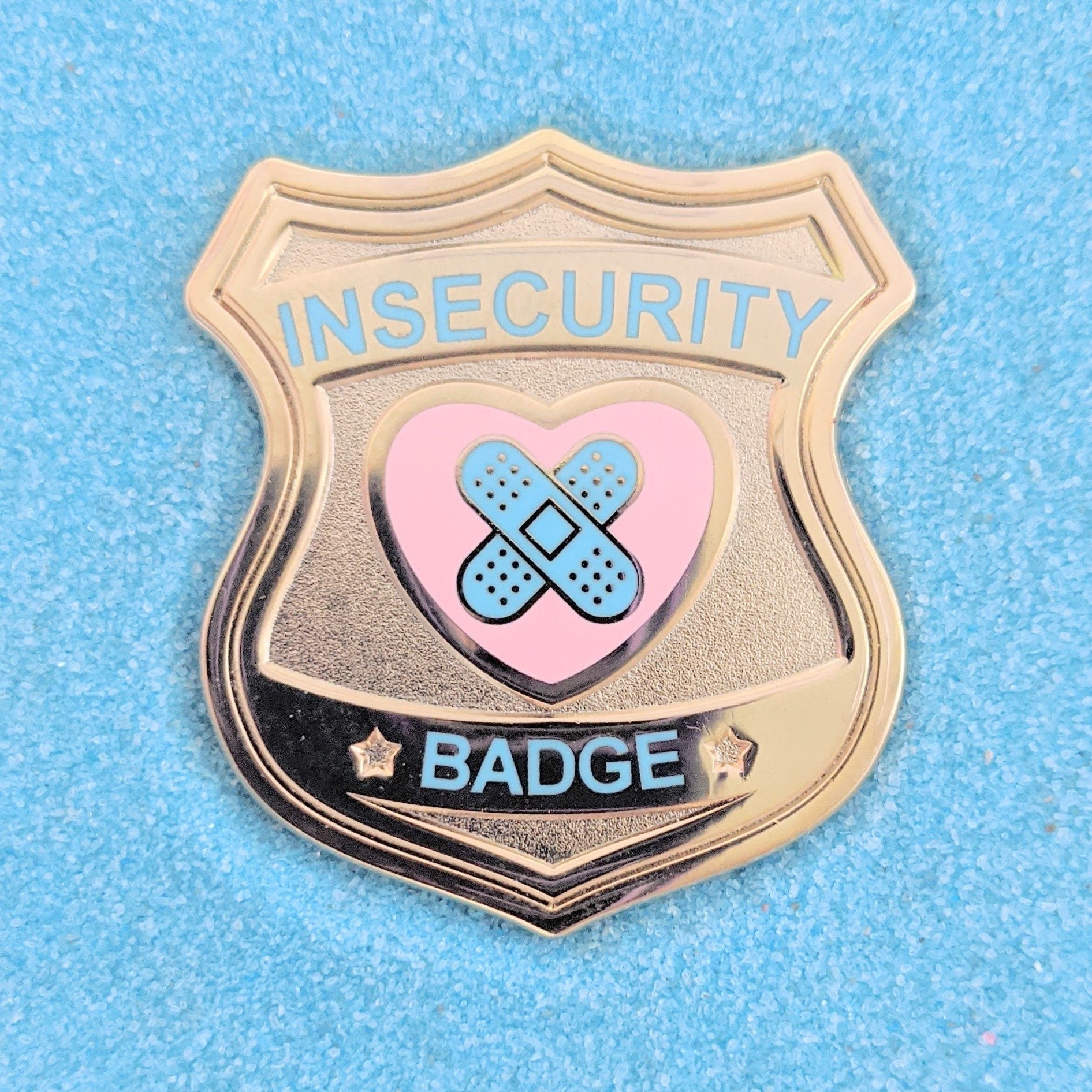 Insecurity Badge Gold - 1.5" Enamel Pin Lapel Metal Badge