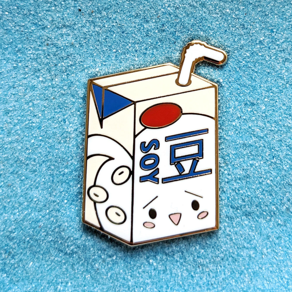 Soy Milk Box - 1.5" Enamel Pin Lapel Metal Badge