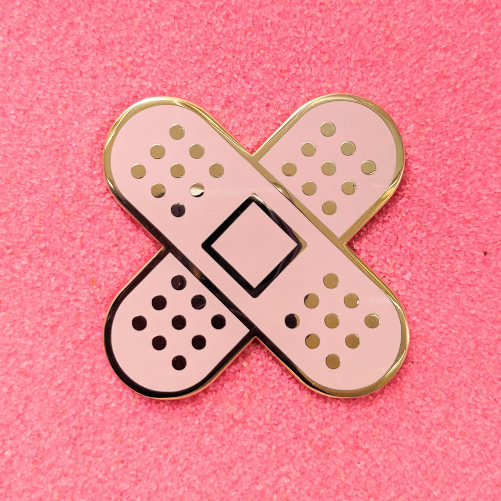 BandAid Band Aid Pink Gold - 1.5" Enamel Pin Lapel Metal Badge