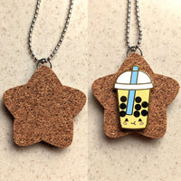 Chunky Star Corkboard Enamel Pin 2" Pendant Display with ball Chain Necklace or Keychain