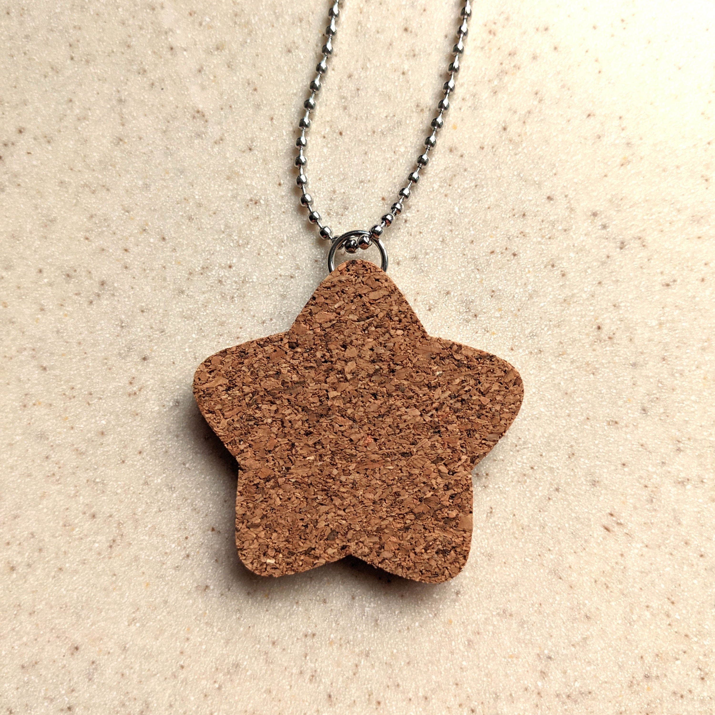 Chunky Star Corkboard Enamel Pin 2" Pendant Display with ball Chain Necklace or Keychain