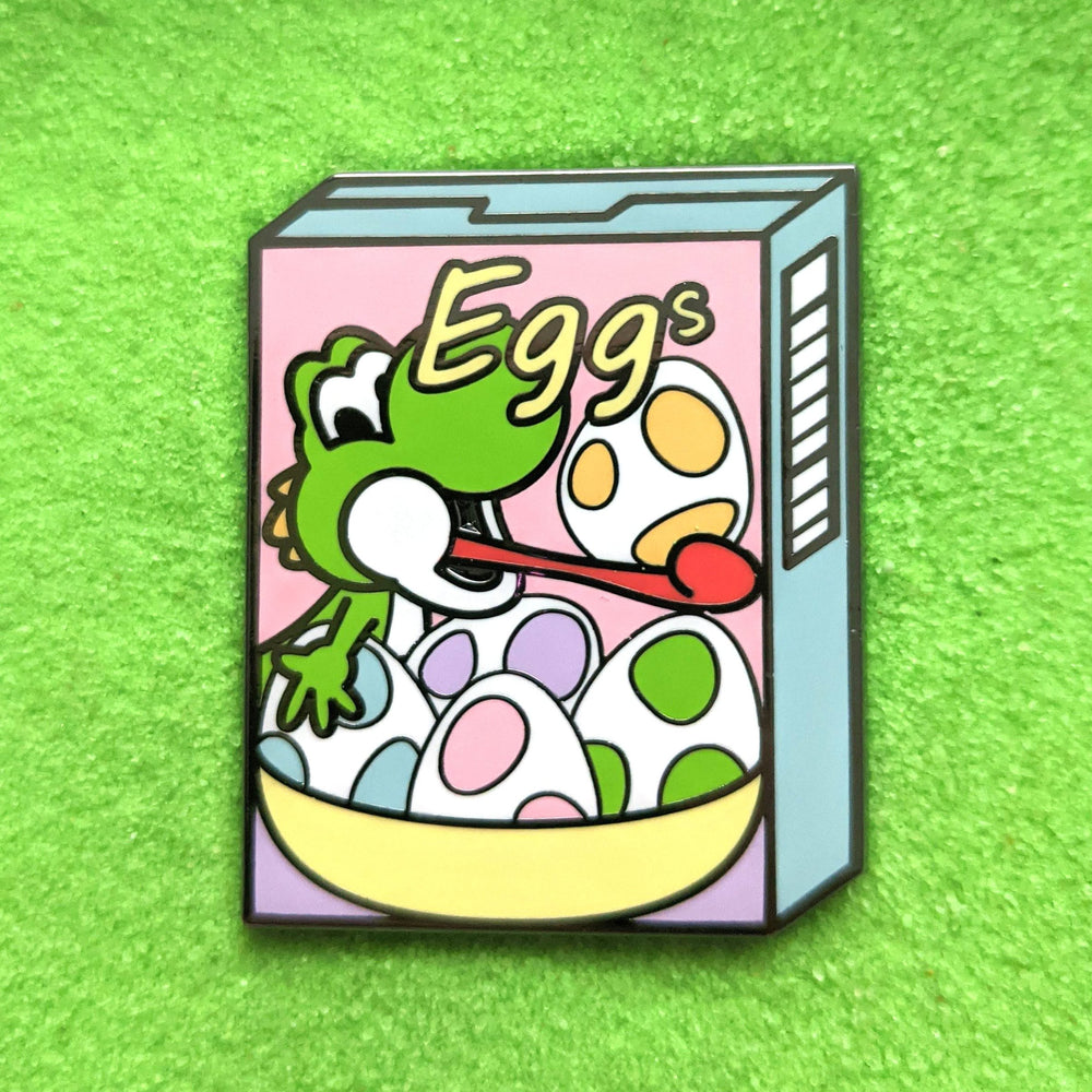 Eggs Breakfast Cereal with Yoshi - 1.5" Enamel Pin Lapel Metal Badge