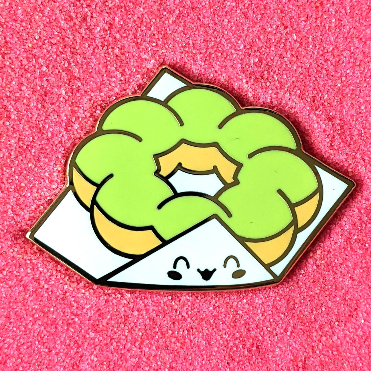 Green Tea Macha Frosted Mochi Donut - 1.5" Enamel Pin Lapel Metal Badge